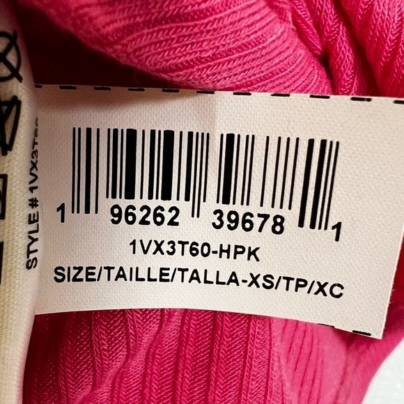 BCBGeneration Hot Pink Ribbed Cross Twist Front Crop T-Shirt Top - X Small, NWT - Picture 9 of 9